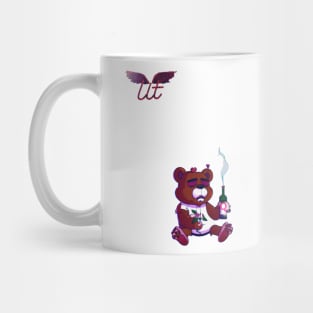 LitQ - Cute teddy bear drinks wine on Valentine's Day anime art vibe Mug